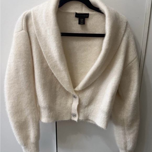 House of Harlow 1960 Sweaters - House of Harlow 1960 Shawl Collar Cropped Cardigan Sweater